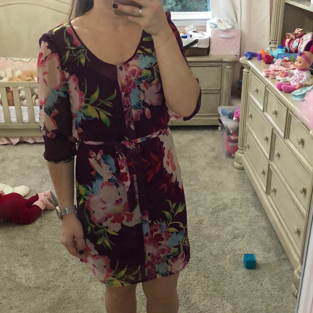 Express floral shirt dress
